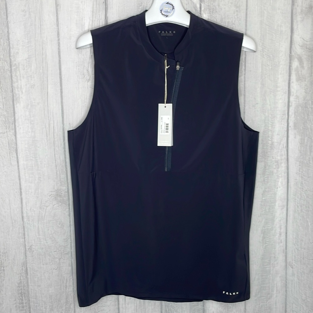 Falke Men’s Sleeveless Zip Golf Polo - Black